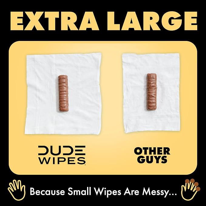 DUDE Wipes Shea BUTTer Flushable Wipes - Extra-Large Adult Wet Wipes - 3 Pack (144 Count) - Infused with Coconut Oil, Vitamin E, and Aloe - Septic and Sewer Safe