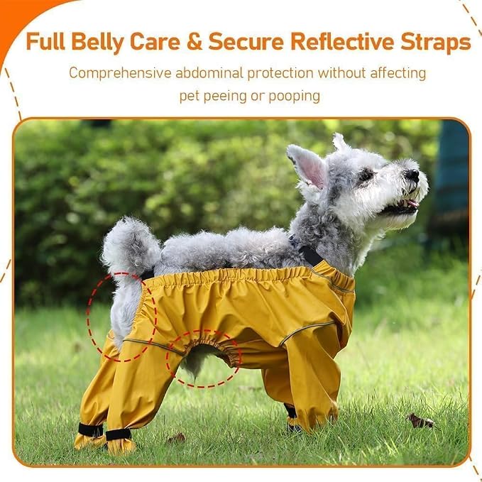 Waterproof Dog Boots Rain Boots with Suspender, Dogs Shoes Paw Protector for Small Medium Puppy, Anti-Slip Doggy Boot Belly Protector, Rain Booties Snow Booties (Medium, bluef)