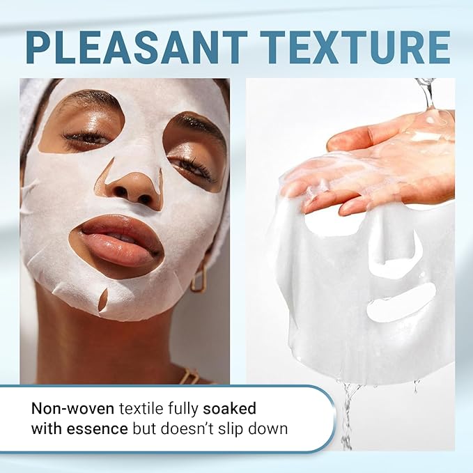 VIABEAUTY 24 Pack of Hyaluronic Acid Face Mask with Peptides Complex - Deep Hydrating & Brightening Facial Sheet Mask - Moisturizing Face Masks Skincare Facial Sheets for All Skin Types