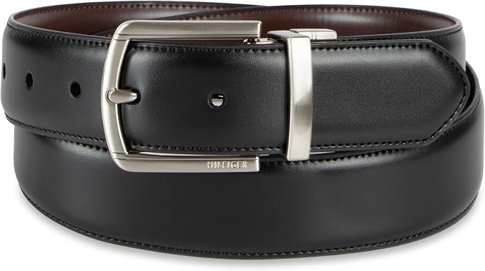 Tommy Hilfiger Men's Reversible Leather Belt, 2‑in‑1 Design for Dress Or Casual Wear
