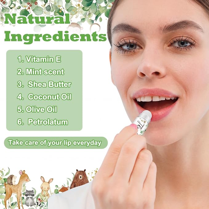 50 Sets Woodland Animal 200 Pcs Baby Shower Hand Lotion and Lip Balm Gift Theme Baby Shower Party Favors Travel Size Hand Lotion and Lip Balm Bulk with Organza Bags Tags