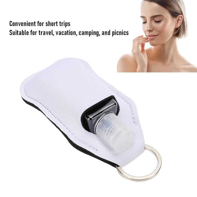 Semme 50pcs Travel Bottles Keychain Holders Set 30ml Small Squeeze Bottles with Keychain Portable Refillable Leakproof for Hand Sanitizer Lotion Toiletries Travel Camping (White)