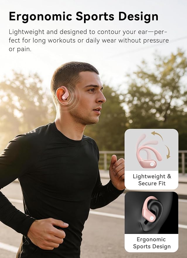 jaddsa Bluetooth 5.4 Wireless Earphones with Touchscreen Control, ENC Call Noise Cancellation, Rich Bass Audio, 5 Sound Modes for Gym, Running & Travel – Pastel Pink