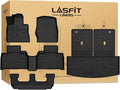 LASFIT Floor Mats & Cargo with Backrest Mat for Ford Explorer 7 Seats 2020-2025 2026 7 Passenger(Not Fit 6 Seats), Custom Fit All Weather Protector TPE Easy Clean Floor Liners, 5pcs Full Set Black
