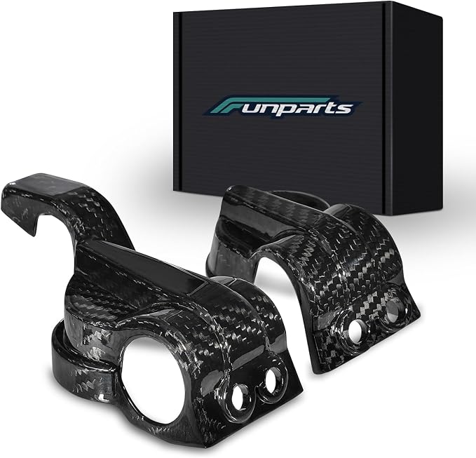 Funparts Carbon Fiber Fork Shoe Guards Shock Bottom Protector Cover for SX SXF XC XCF XCW EXC EXCF TPI SIX DAYS 150 250 300 350 450 2016-2022 Dirt Bike