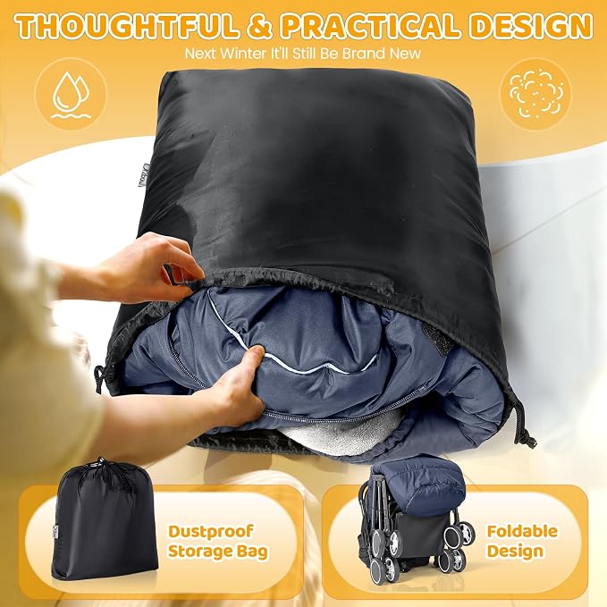 Orzbow Stroller Footmuff Universal - Weather-Proof Bunting Bag for Toddler, Warm Fleece Sleeping Bag for Cold Weather, Easily Attaches to Most Strollers, Baby Boys Girls Winter Essentials, Blue