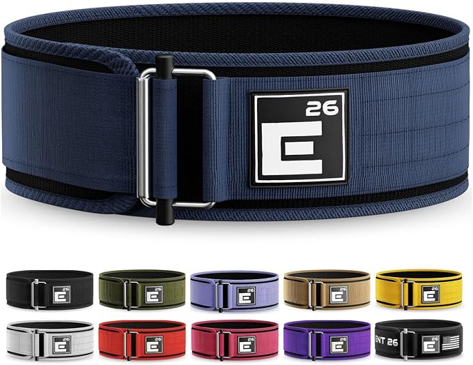 Element 26 Self-Locking Weight Lifting Belt - 4-Inch Nylon Support for Men and Women - Squat and Deadlift - Gym Training