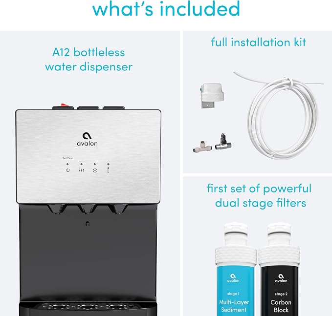 Avalon A12 Countertop Bottleless Water Dispenser, 3 Temperatures, Self Cleaning, Stainless Steel