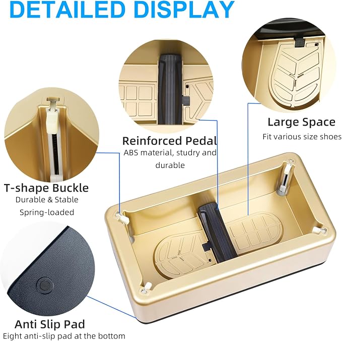 Shoe Covers Dispenser with 200pcs Disposable Shoe Covers Non Slip, Automatic Shoe Cover Machine,Fits Size Up to 11 US Men, for Home, Office, Factory, Supermarket, Gold