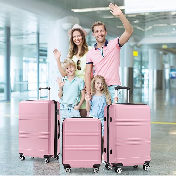 Kono Carry On Luggage 22x14x9 Airline Approved with Spinner Wheels,Lightweight PC+ABS 20 Inch Luggage with TSA Lock,Expandable Hard Shell Carry On Suitcases for Men Women,Pink
