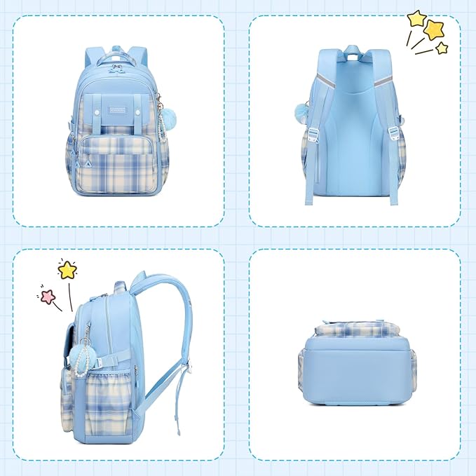 MUSEVOS Girls Backpack, Ideal School Backpack for Girls from Elementary to Teen Years, Kawaii Bookbag Cute Large Capacity