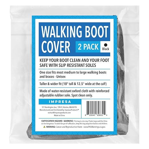 IMPRESA 2 Pack Walking Boot Cover for Foot & Ankle Brace – Medical Boot Shoe Protectors for Rain & Winter Weather – Water-Resistant Cast Cover for Foot Brace & Orthopedic Shoes – Med/Large – Unisex