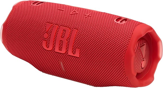 JBL Charge 6 - Portable Waterproof & Drop-Proof Bluetooth Speaker, Bold JBL Pro Sound with AI Boost, 28Hrs of Playtime, Built-in Powerbank & Comes with a Sturdy/Removable Carrying Strap (Red)