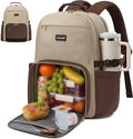 LOVEVOOK Lunch Backpack with Lunch Compartment,15.6Inch Laptop Work Travel Insulated Cooler Backpack,Waterproof College Teacher Lunch Bag Box with Tumbler Holder,Gifts for Men Women,Khaki-Coffee-Black
