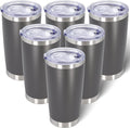 AIANJI 20oz Tumbler Bulk Stainless Steel Tumblers with Lid Vacuum Insulated Double Wall Travel Coffee Mug Powder Coated Tumbler Cup for Hot and Cold Drinks(Grey, 6 pack)