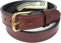 Yoder Leather Company Hidden Money Pocket Travel Belt English Bridle Leather with Zippered Secret Cash Pocket (Brown, 32" (Waist 30))