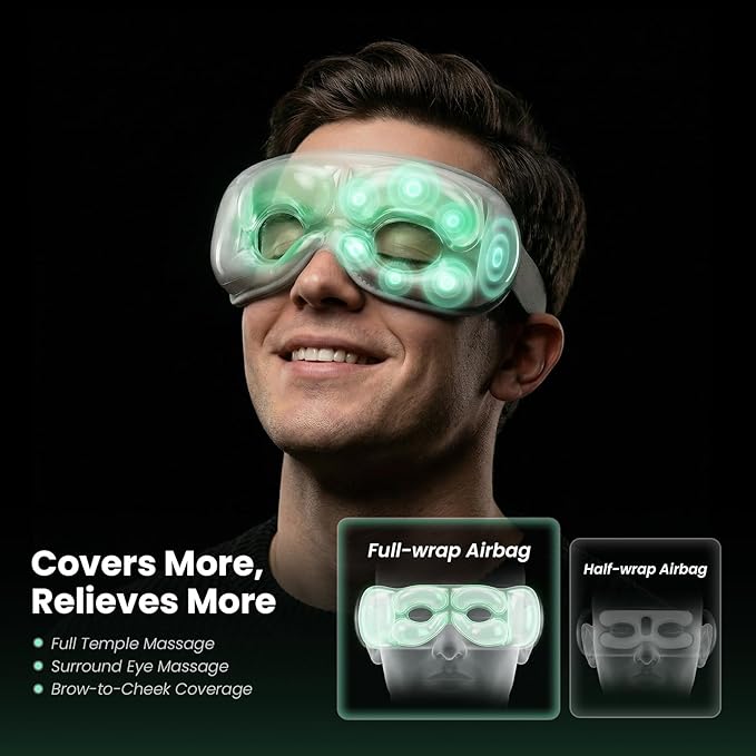 BOB AND BRAD Eye Massager with Heat and Cooling, FSA-HSA Eligible, EyeOasis 3 Heated Eye Massager Mask for Dry Eyes, Migraines, Headaches Relief, Reduce Strain, Improve Sleeping, Birthday Gift for Her