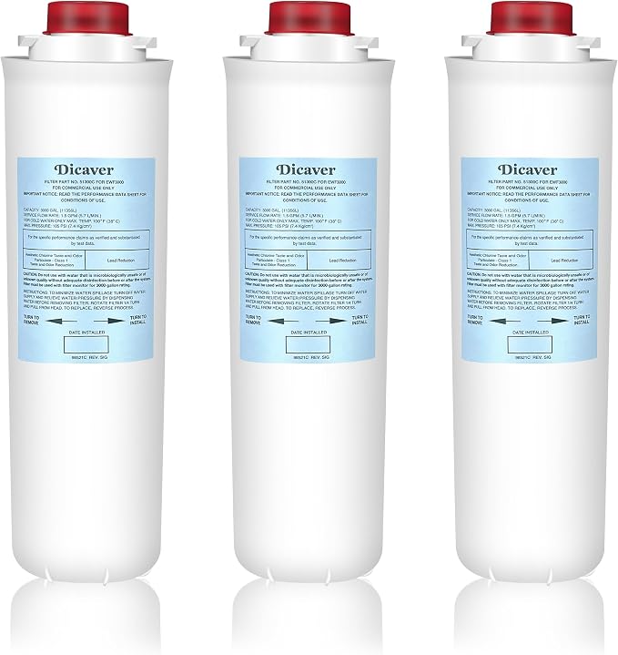 51300C Filters, Replacement for Elkay 51300C EWF3000 Filter By NSF/ANSI 42 Certified,Compatible with Ezh2o Filter Replacement Bottle Stations, High Capacity 3000 Gallon (No Chip) 3 Packs