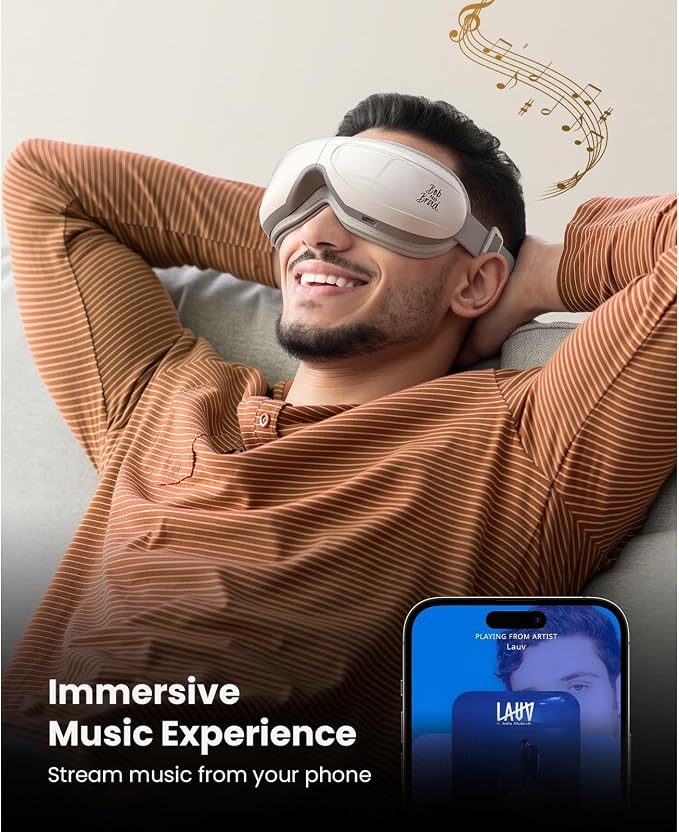 BOB AND BRAD Eye Massager with Heat, FSA Eligible HSA, EyeOasis 2 Plus Eye Mask with Remote Control, Headache Massager for Migraines Dry Eye Stress Relief Improve Sleep, Birthday Gifts for Women Men