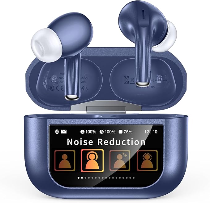 Bucephalus Wireless Earbuds, Ear Buds Active Noise Cancelling with Smart Charging Case, Bluetooth 5.4 Headphones, 48H Playtime & Bass Stereo Sound, Compatible with iPhone, Android, Pad - Navy Blue