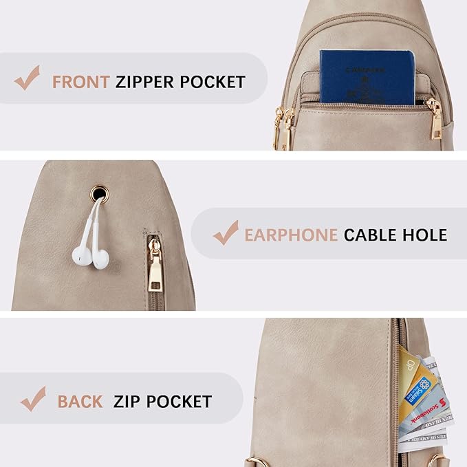 BOSTANTEN Sling Bag for Women Leather Crossbody Bags Fanny Pack Chest Bag for Travel