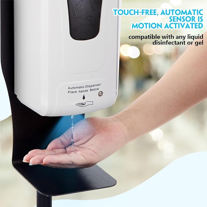 Blulu 4 Pack Automatic Hand Sanitizer Dispenser with Stand and Drip Catcher and Refillable Bottle Stand Sanitizing Station for Restaurants, Schools, Churches