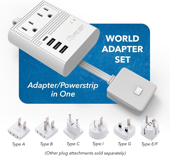 OREI Universal Travel Plug Adapter M8 Max, Compatible for Europe, Asia, China, Japan, Africa - Ideal for Smartphones, Tablets, Cameras, and More