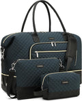 Weekender Bags for Women Travel, Under Seat Carry On Bags for Airplanes Overnight Bag with Shoe Compartment Luggage Sleeve, Foldie Travel Tote Bag Hospital Bag, Travel Gifts, PeacockBlue Black