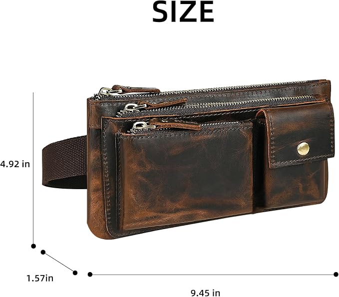 Genuine Leather Hiking Riding Travel Fanny Waist Pack Small Phone Pouch For Men Women FB811-29 (100% Leather-Brown)