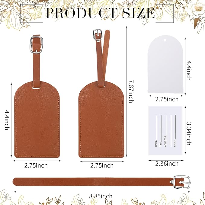Amylove 48 Sets Leather Luggage Tags Bulk Wedding Favors Luggage Tags for Guests Bridal Gifts Wedding Bridal Shower Gift PU Leather with Name ID Card Tag for Guests