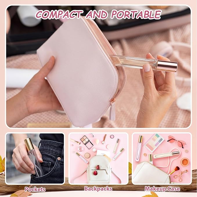 36 Pcs Glass Refillable Perfume Bottle Bulk 10ml Portable Travel Perfume Atomizer Refillable Empty Atomizer Sprayer Small Spray Bottles for Cologne Dispenser(Pink, Transparent)