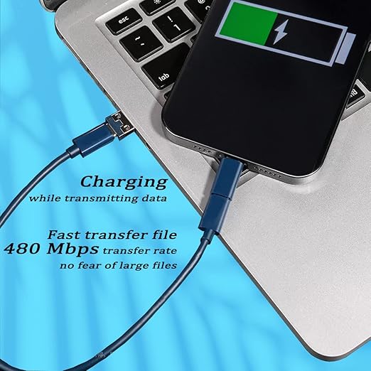 Multi USB Charging Adapter Cable Kit, USB C to iOS Device Adapter Box, Conversion Set A & Type C to Male Micro /Type C/iOS Device, Data Transfer, Card Storage, Tray Eject Pin, Phone Holder (blue)