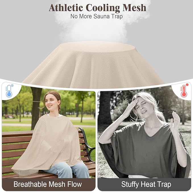 Basumee Nursing Cover for Breastfeeding Breathable Mesh 360 Full Privacy Nursing Wrap Multi-Use Breast Feeding Covers for Women Moms Feeding Essentials, 1 Pack