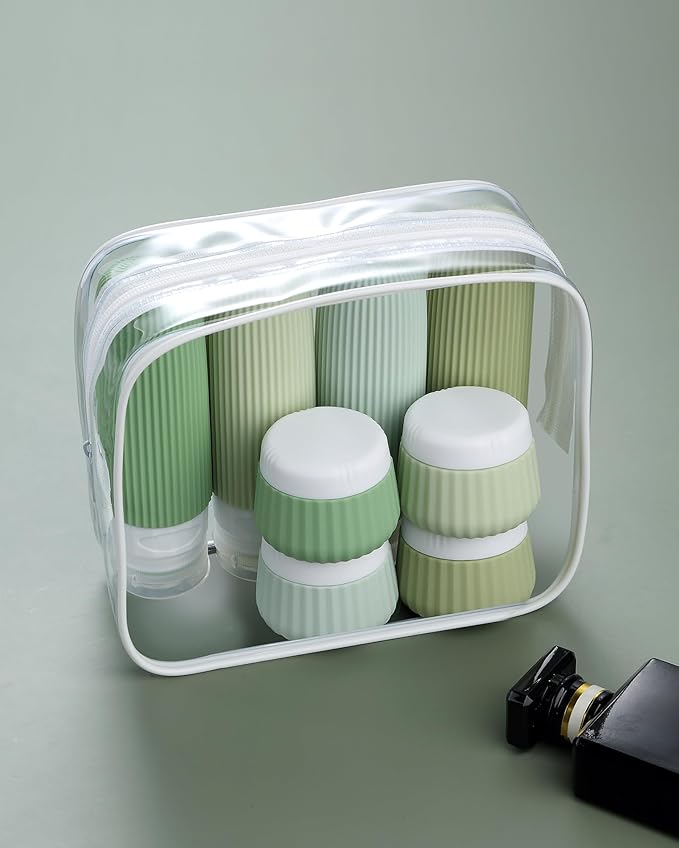 Mrsdry Travel Bottles 8 Pack, TSA Approved 3 oz Travel Containers with Clear Bag, Leak Proof Silicone Squeezable Essentials Jars