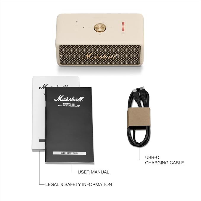 Marshall Emberton III Portable Bluetooth Speaker - Rugged Waterproof/Dust-Proof Design | Loud Stereo Sound, Deep Bass | Compact and Wireless for Travel and Outdoors - Cream