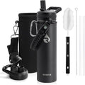 RAYMYLO Insulated Water Bottle 20 oz, Triple Wall Vacuum Stainless Steel (Cold for 24Hrs, Hot for 12Hrs), Leak Proof & Non-BPA, Modern Water Bottle Jug for School with Straw Spout Lids