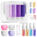 Muslish 21 Pack Travel Bottles for Toiletries, Leak-Proof TSA Compliant Silicone Travel Size Containers for Shampoo and Conditioner, BPA Free with Toiletry Bag (Purple)