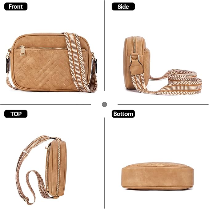 BOSTANTEN Quilted Crossbody Bags for Women Vegan Leather Purses Shoulder Handbags with Wide Strap