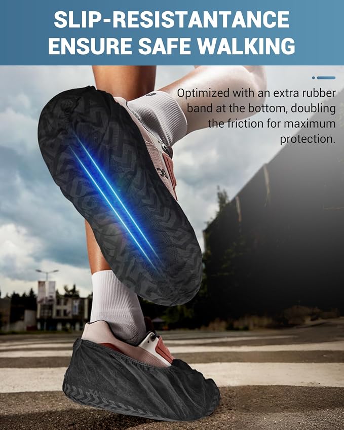 Buself 100 Count Shoe Covers Disposable Non-Slip, Premium Cloth Boot Covers, Slip-resistant, Durable, Breathable, Non-toxic, Recyclable
