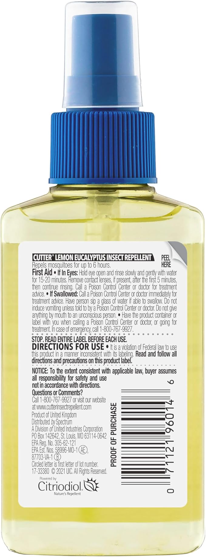 Cutter Lemon Eucalyptus Insect Repellent 4 Ounces, DEET-Free Pump Spray