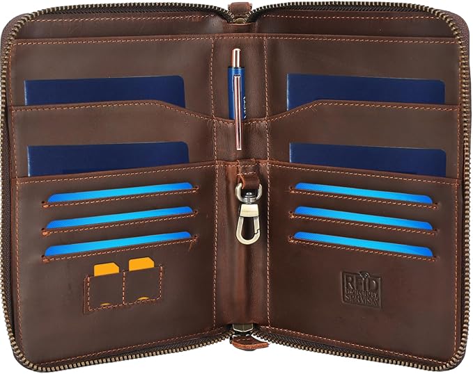 STAR VISTA Lorenzo Full Grain Leather Family Passport Wallet for 4, Large Travel Document Organizer for Exquisite Voyagers, Multi-Currency Compartments, RFID Blocking, AirTag Track, Espresso Brown