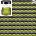 Domensi 60 Pcs 1oz Glass Jars with Lids Bulk Small Glass Salve Tins Cream Container Cosmetic Jars for Travel Balm with Inner Liners for Sample Cream (Green,Black Lid,Plastic Lid)
