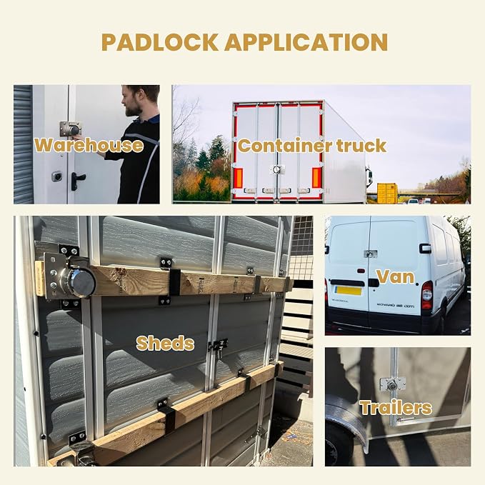 2 Pack Van Door Padlock Keyed Alike Heavy Duty Puck Lock w/Hasp | 73MM Solid Steel Hidden Shackle Padlock, Includes 4 Keys,12 bolts and nuts, for Garage, Shed, Vans, Trucks, Gates, Trailer
