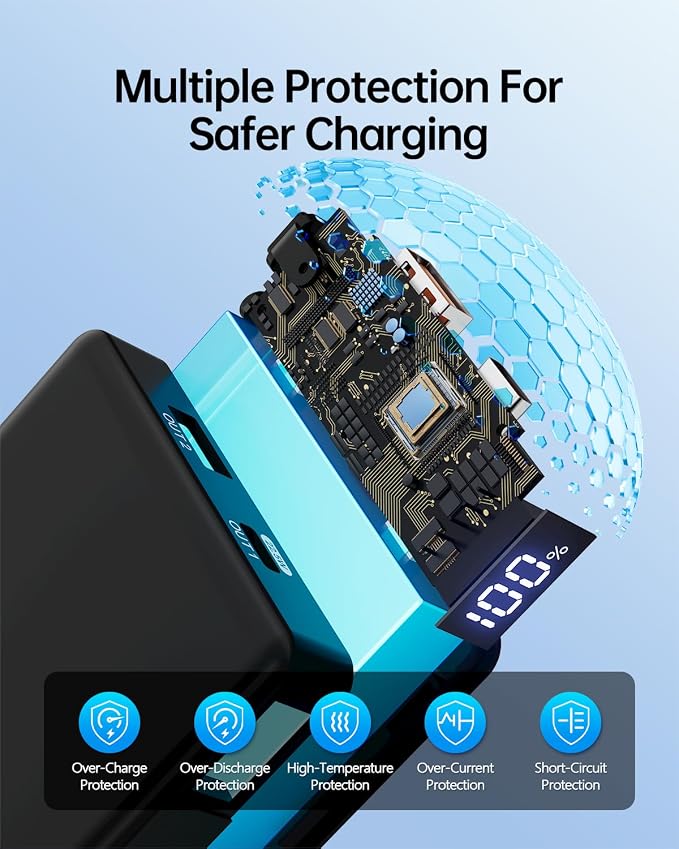 GENSROCK 5V 2A/3A Portable Charger Power Bank 10000mAh, PD 22.5W Fast Charging Power Bank,LED Display Battery Pack for iPhone17/16/15/14/13 Series, Samsung, Google, Pixel, LG, iPad