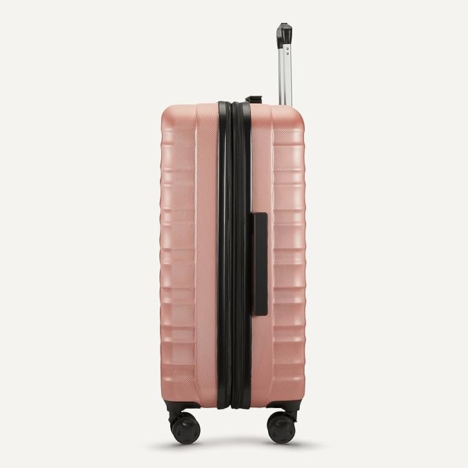 Amazon Basics 2-Piece Hardshell Suitcases Set (21", 30"), Expandable Travel Luggage with Scratch-Resistant Surface, Four Multi-directional Wheels, Telescopic Handle, Rose Gold