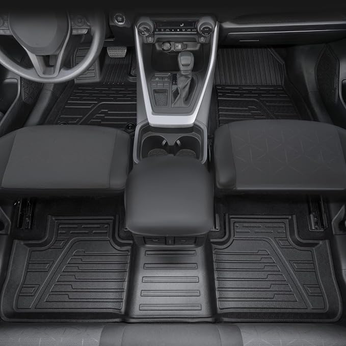 Floor Mats for Toyota RAV4 2019-2025, All Weather Floor Mats Trunk Cargo Liner with Backrest Protectors and Door Sill Guards Accessories, Full Coverage Set