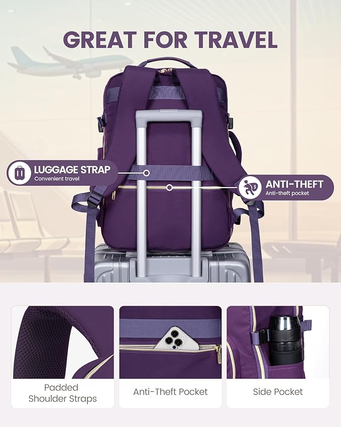 LOVEVOOK 40L Travel Backpack Flight Approved Carry on Backpack,3 Packing Cubes,Waterproof Personal Item Travel Bag,TSA Carry on Luggage Suitcase Travel Essentials,Gifts for Women & Men,fits 17" Laptop