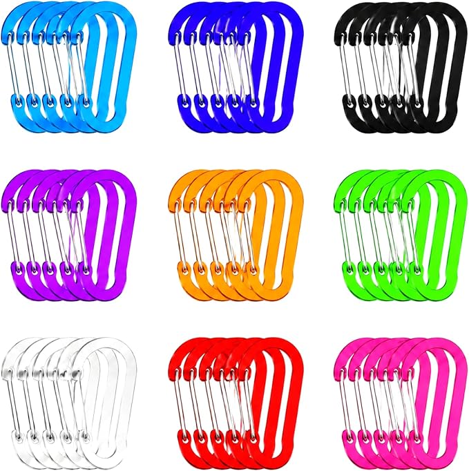 Shimeyao 180 Pcs Small Aluminum Clip Keychain Buckle Clip Bulk Mini Aluminum Ring Shape Small Lock Spring Snap Hook