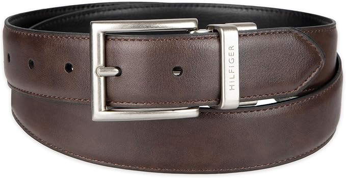 Tommy Hilfiger Men's Reversible Leather Belt, 2‑in‑1 Design for Dress Or Casual Wear