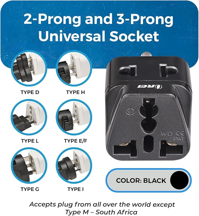 OREI USA, Canada Adapter Plug, Europe, UK, China to US American Adaptor - Grounded - Type B - Universal Socket - EU to US - 4 Pack
